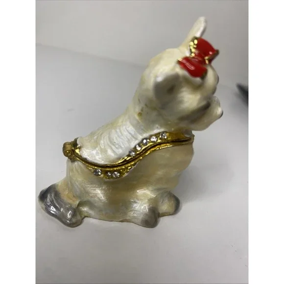 West Highland Terrier‎ Dog Jeweled Trinket Box Cloisonné Enameled - Picture 3 of 9